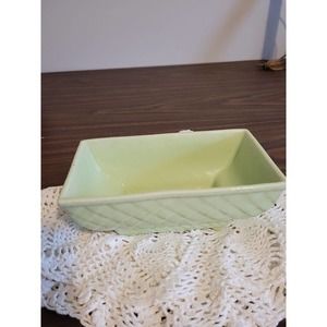 Vintage Pottery Planter Footed Rectangular Pot 404 USA light green MCM